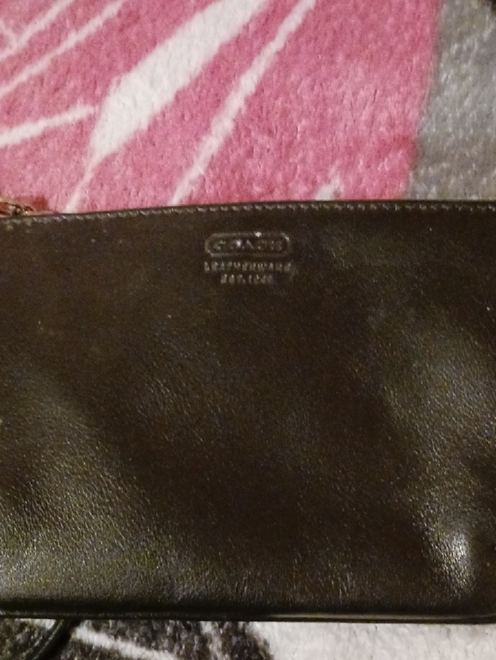 Coach Black Leather Zip Wristlet